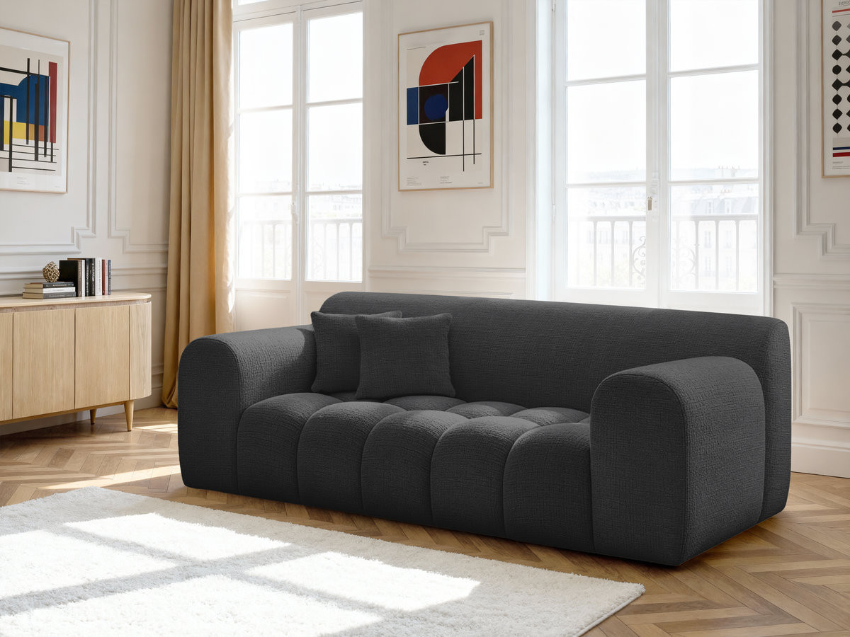 Bobochic Melisse Sofa 2-Sitzer Strukturstoff Schwarz