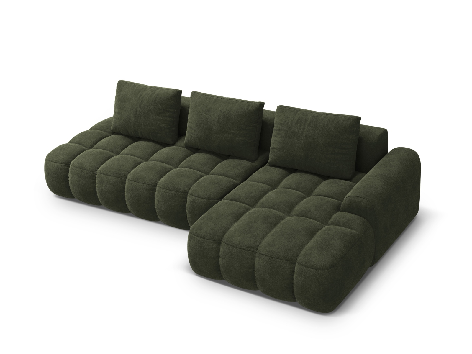 Cosmopolitan Design Ecksofa Linz 3-Sitzer offen mit Schlaffunktion Samt Vogue Grün Rechts