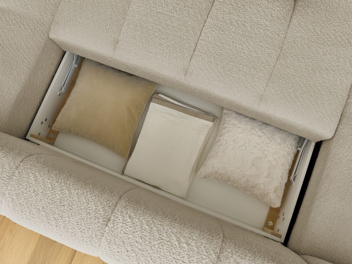 Bobochic Fuji Wohnlandschaft mit Pouf Bouclé-Stoff Beige Ecke rechts
