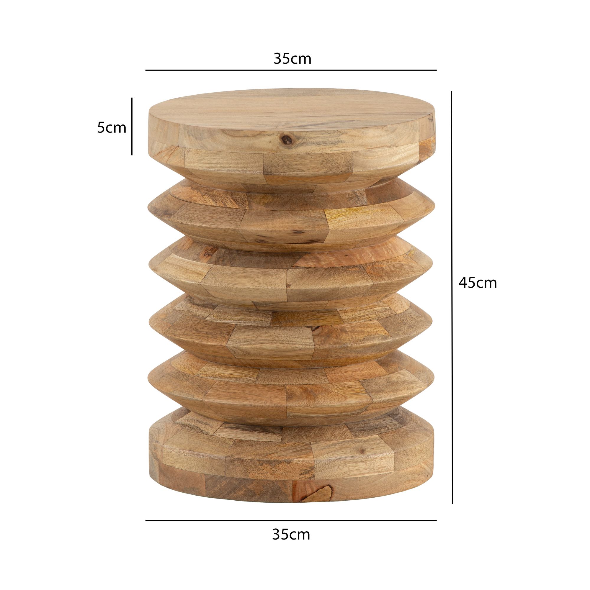 Beistelltisch Misvaer Mango Massivholz Braun Ø 35 cm