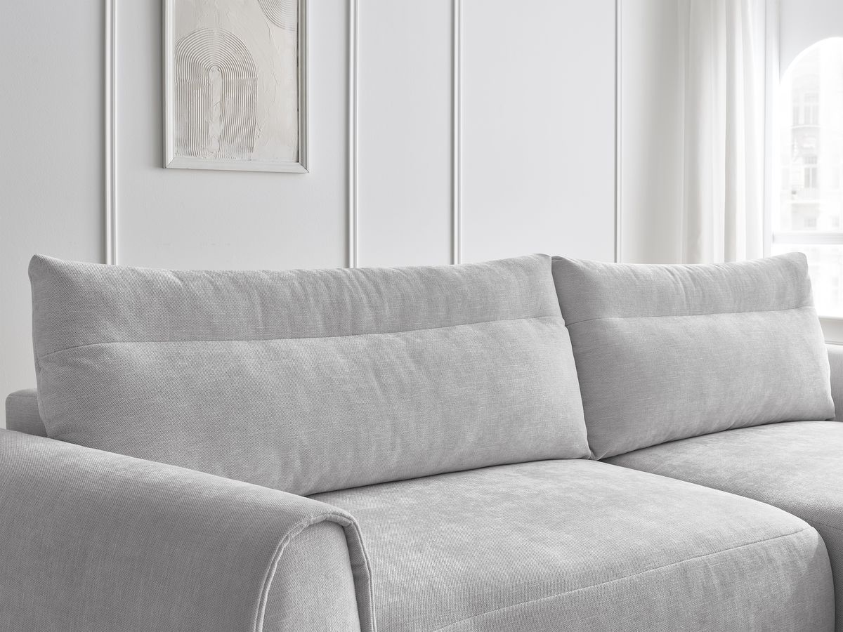 Bobochic Aden Ecksofa 293 × 152 cm Stoff Hellgrau Ecke rechts
