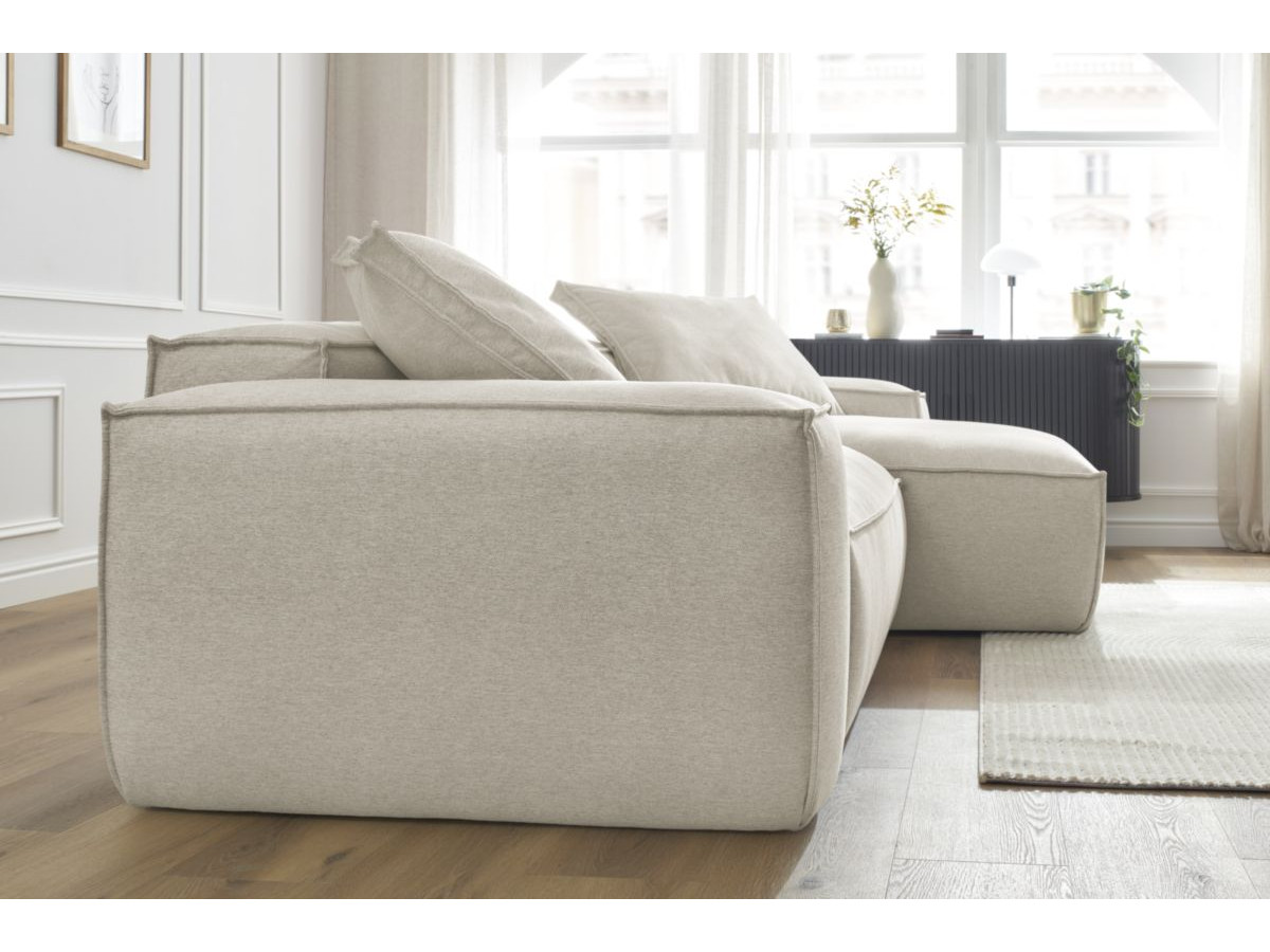 Bobochic Boheme Ecksofa, 2 Kissen Melange-Stoff Beige