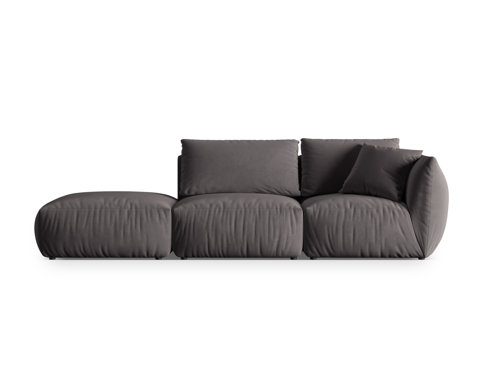 Micadoni Modulares Sofa Chris 3-Sitzer Links Samt Dunkelgrau