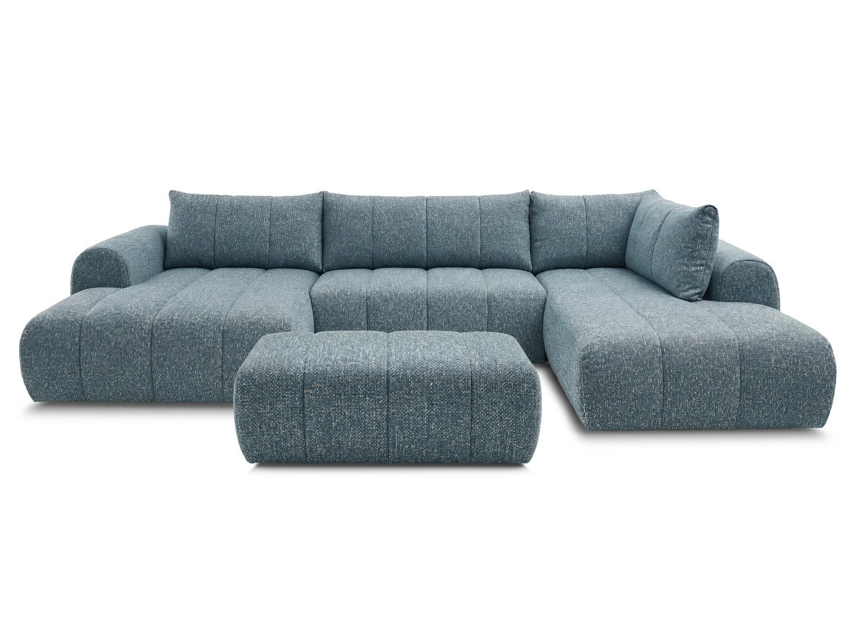 Bobochic Nesty Wohnlandschaft mit Pouf Melange-Stoff Blau Ecke links