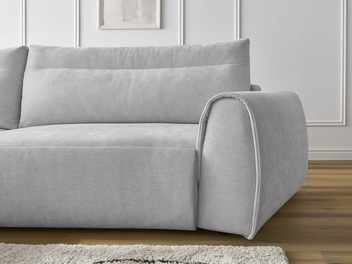Bobochic Aden Ecksofa 293 × 152 cm Stoff Hellgrau Ecke links