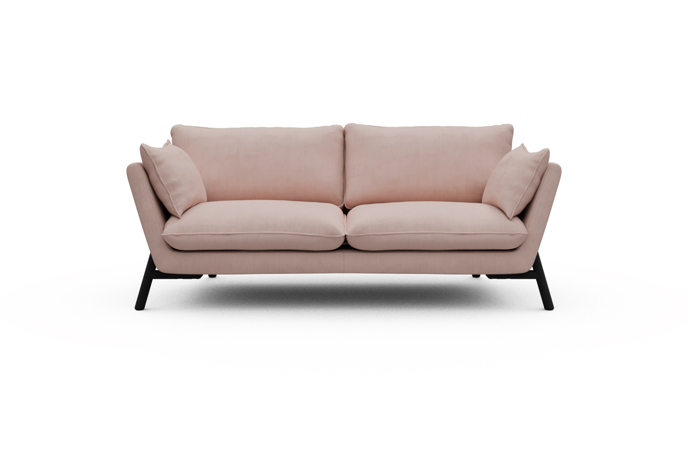 Skandi Home Sofa Emil 2-Sitzer Beinfarbe Eiche Schwarz Cordufine-Blush moebelfaktor