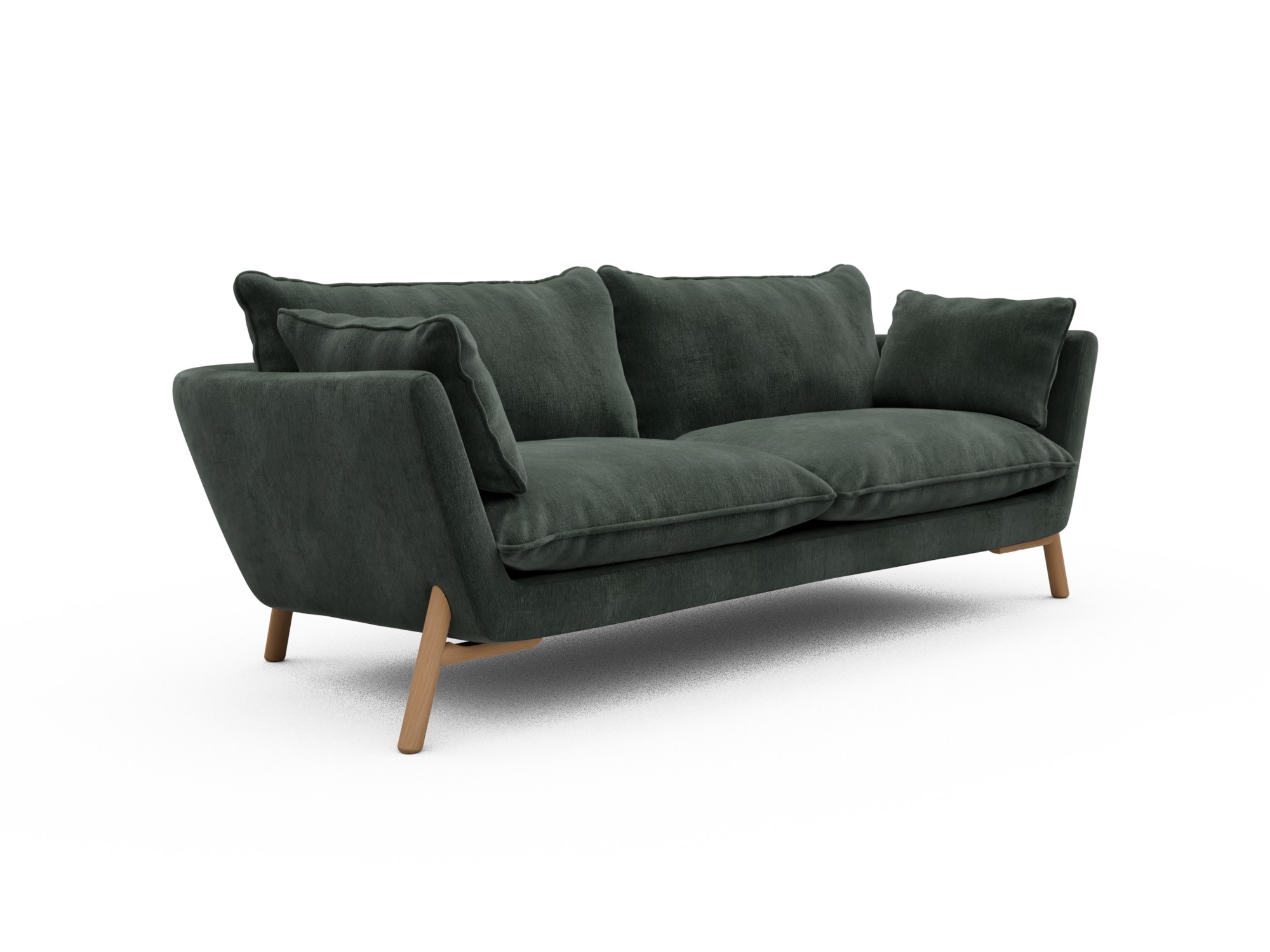 Skandi Home Sofa Emil Soft 3-Sitzer Beinfarbe Eiche Natur Smooth-Laurel-Green moebelfaktor