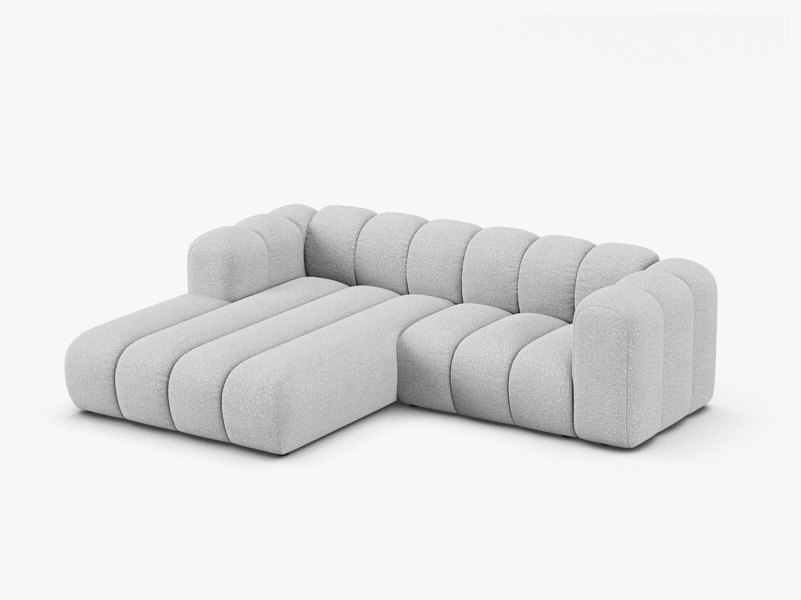 Micadoni Modulares Ecksofa Lupine 3-Sitzer Links Boucle Baloo Hellgrau