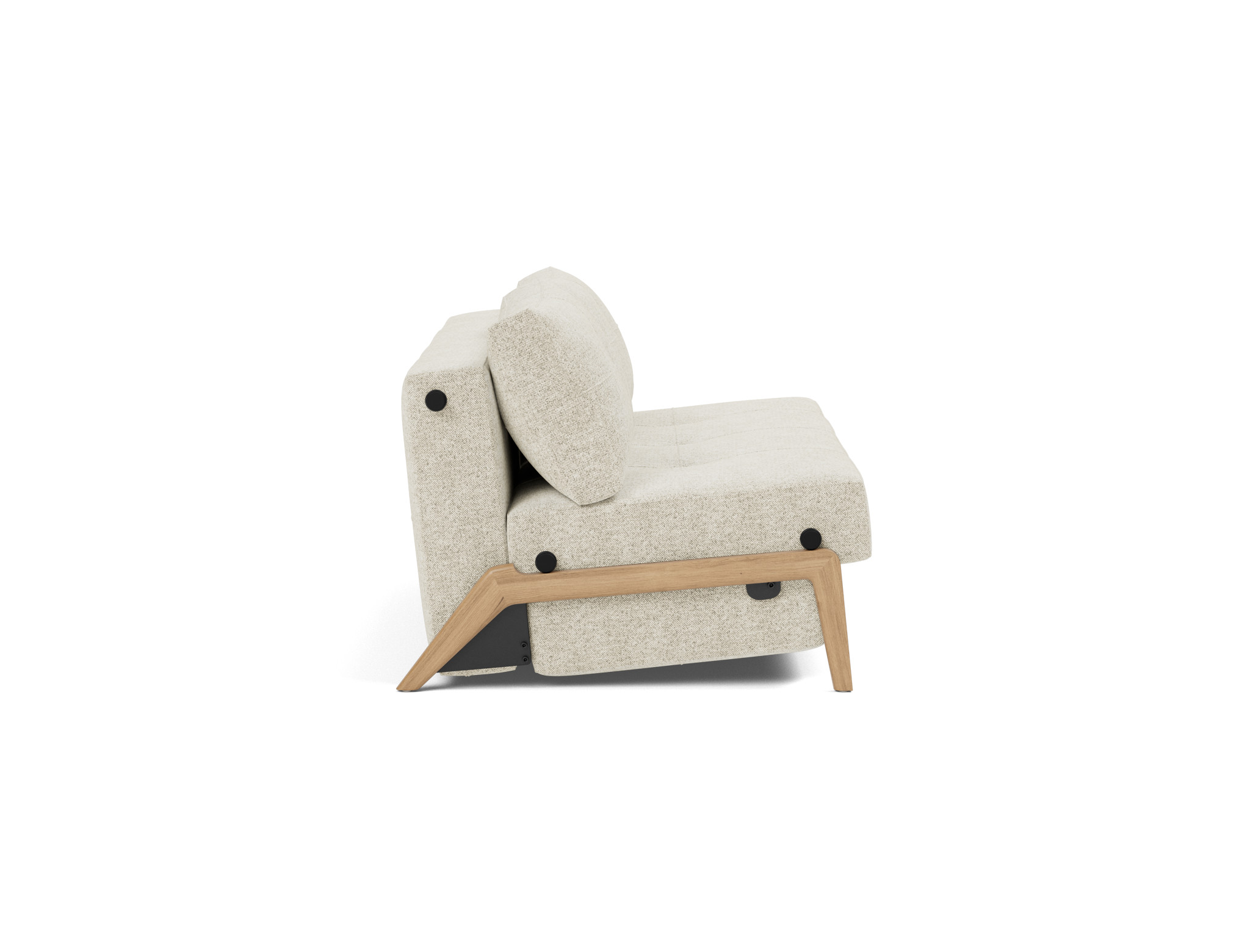 Schlafsofa Cubed 160 Strukturierter Stoff Taura 357-Off-White Beine Eiche