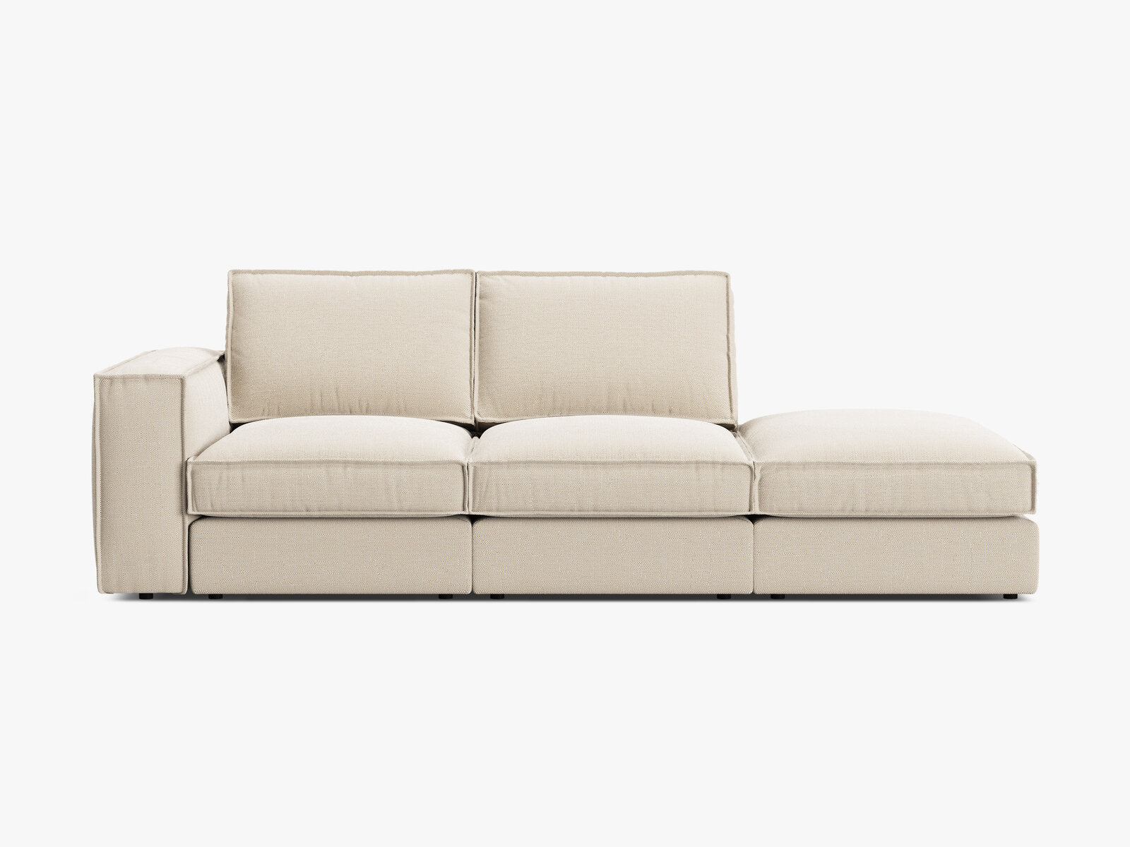Micadoni modulares offenes Sofa Pola 3-Sitzer Rechts Strukturierter Stoff Babel Beige