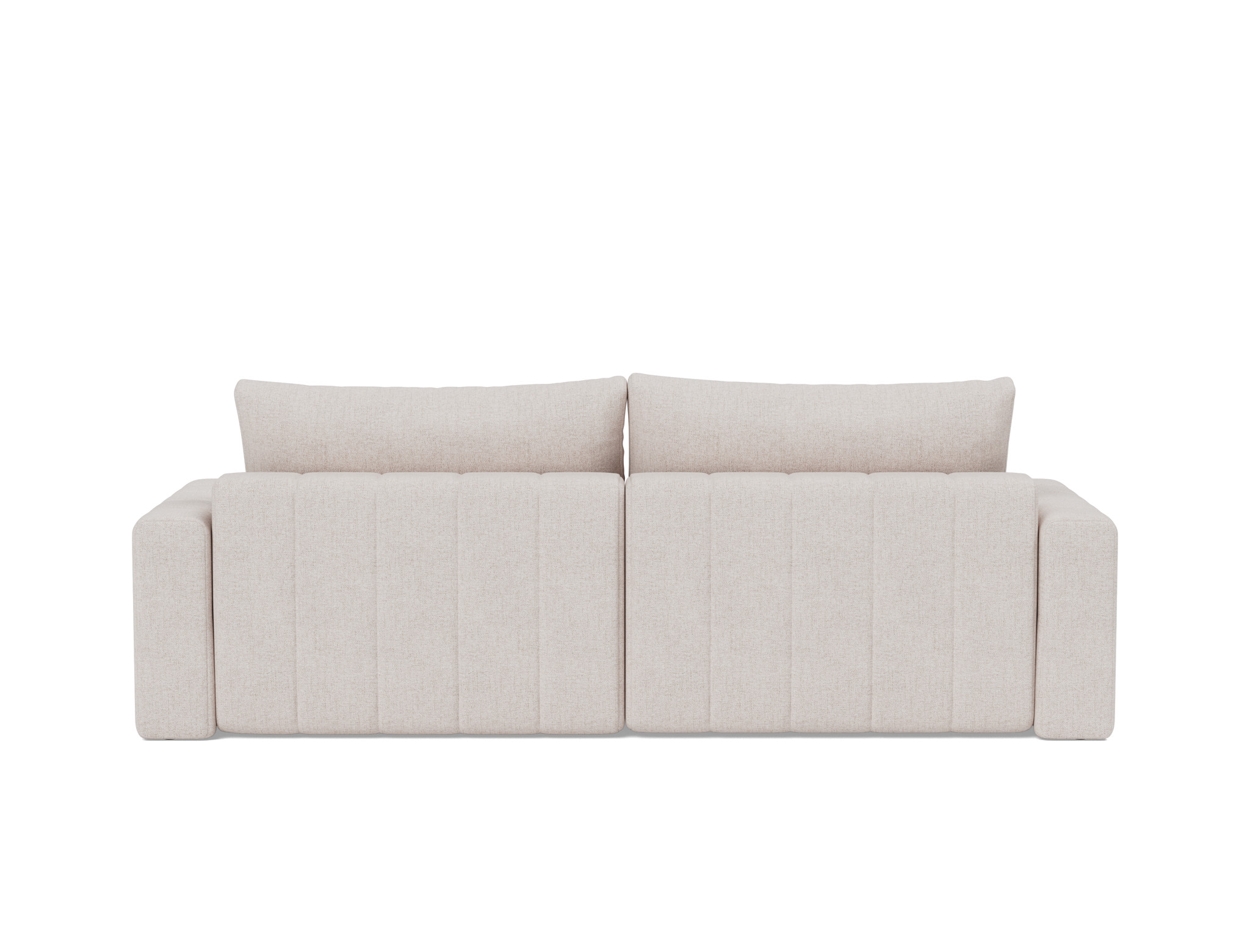 Schlafsofa Akello mit Chaiselongue und Armlehnen Strukturierter Stoff Weda 300-Weda-Sand