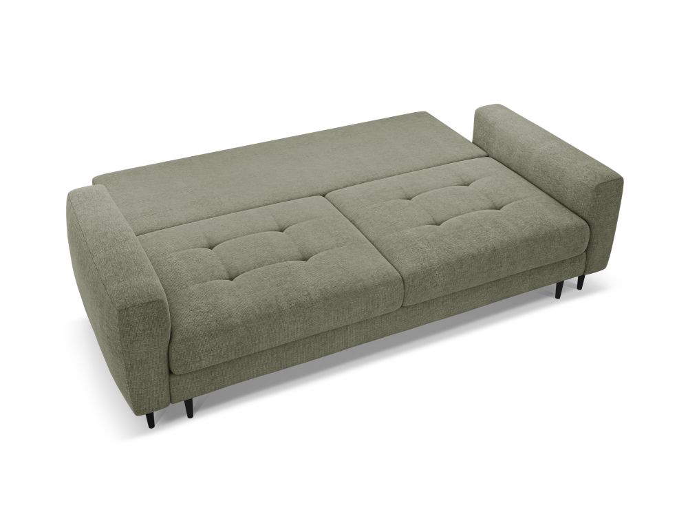 Cosmopolitan Design Schlafsofa Lazio 3-Sitzer Strukturierter Stoff Sorella Dunkles Olivgrün
