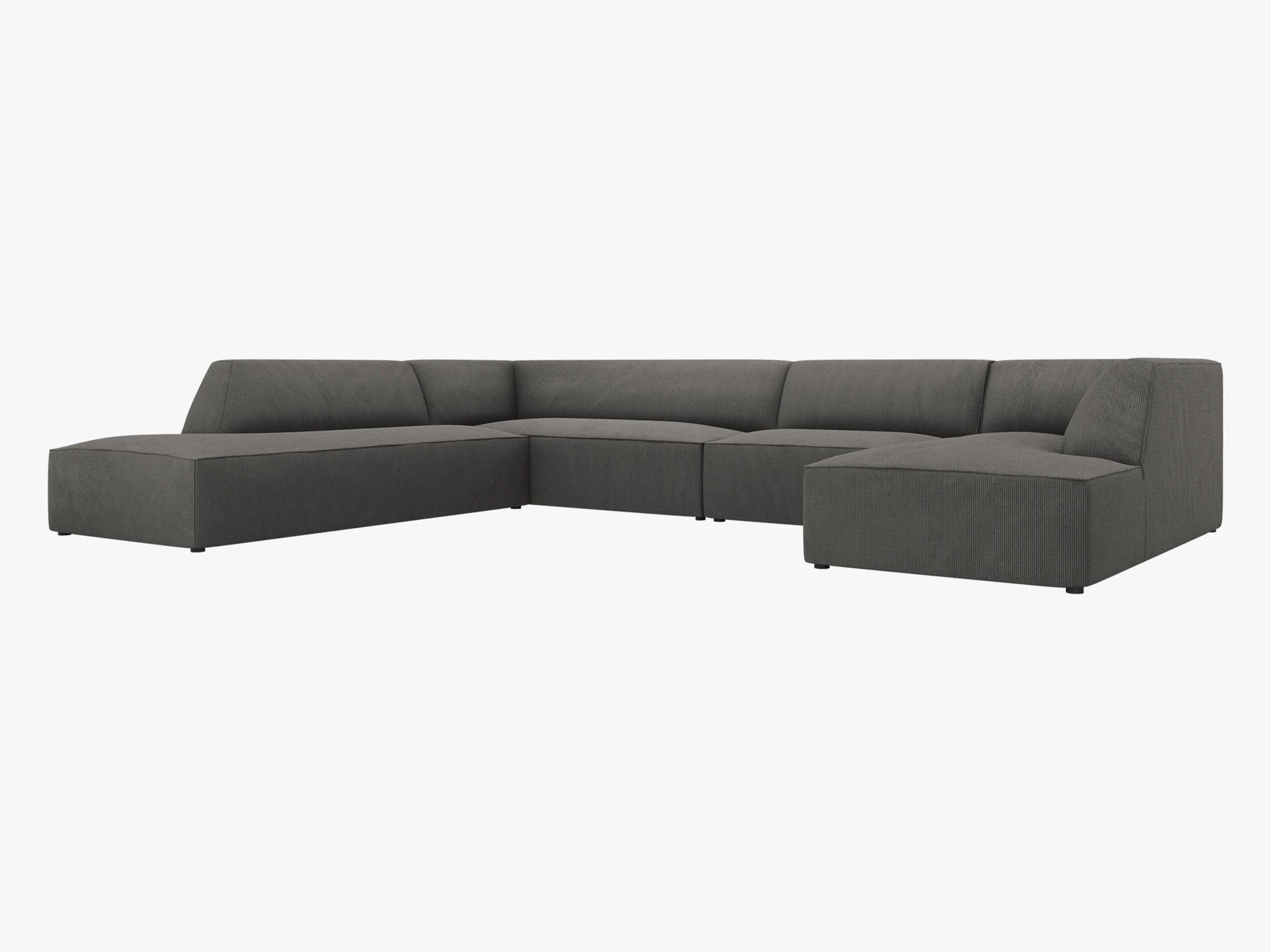 Micadoni Panorama-Ecksofa Ruby 7-Sitzer Links Kord Scala Dunkelgrau