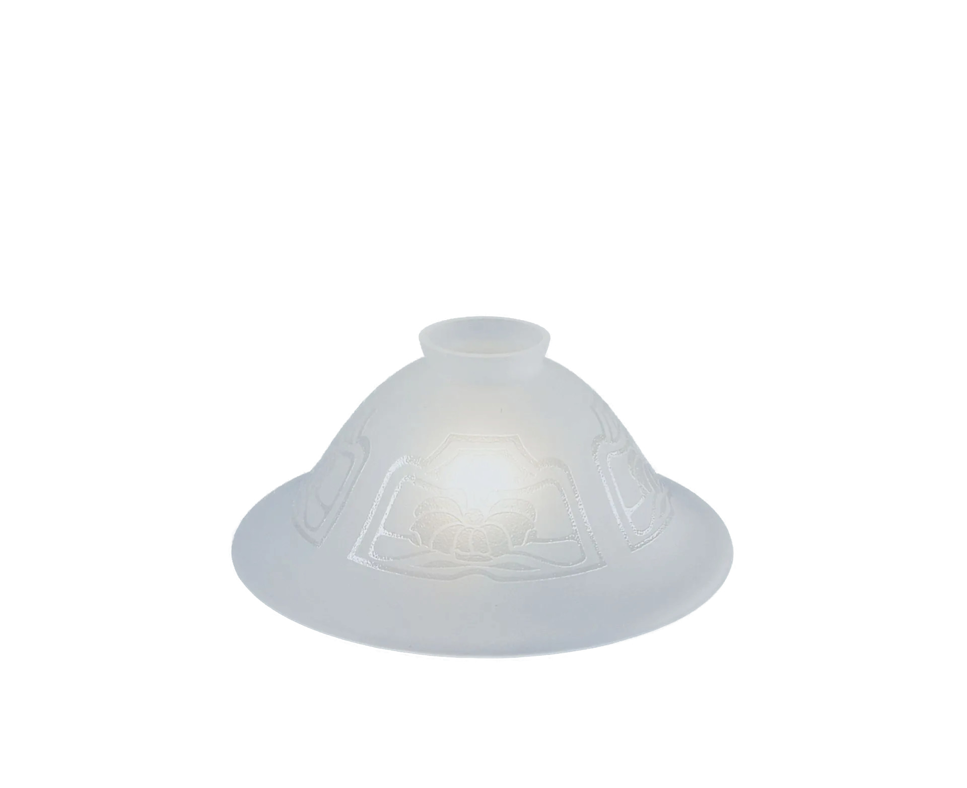 Berliner Messinglampen Glasschirm Nr. 22 Glockenform, Ätzmattiert