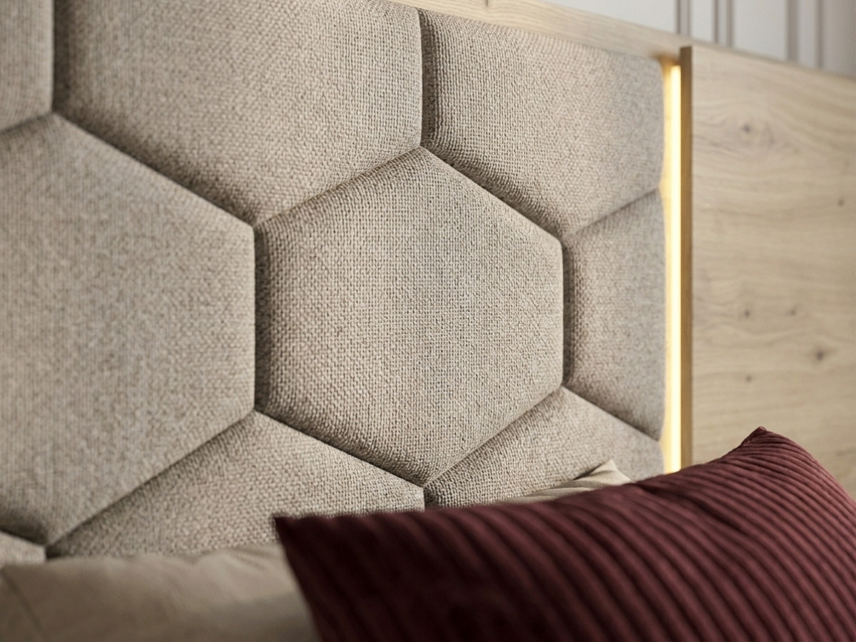 Bobochic Palmeraie Polsterbett mit Bettkasten Strukturstoff Taupe, Liegefläche 160 × 200 cm