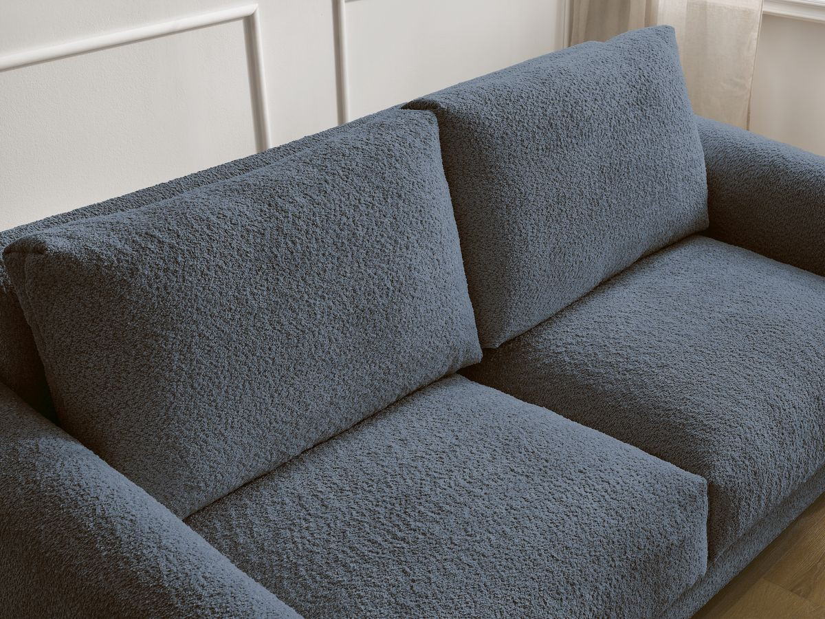 Bobochic Cocoone Schlafsofa 3-Sitzer Bouclé-Stoff Dunkelblau, Liegefläche 140 × 200 cm