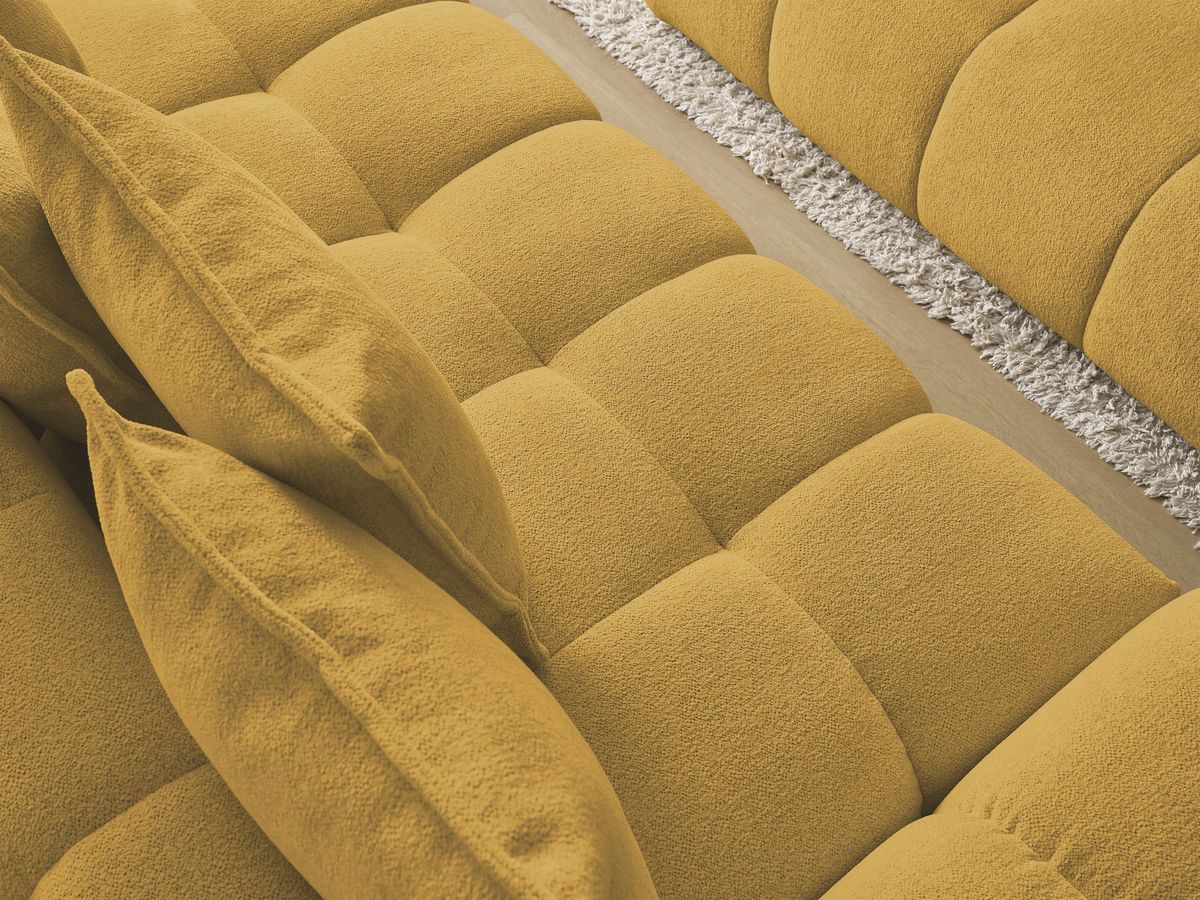 Bobochic Everest Sofa 3-Sitzer mit Pouf, 5 Kissen Melange-Stoff Gelb