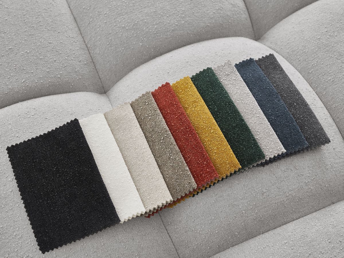 Bobochic Everest Wohnlandschaft mit Pouf, 14 Kissen Strukturstoff Hellgrau Ecke rechts