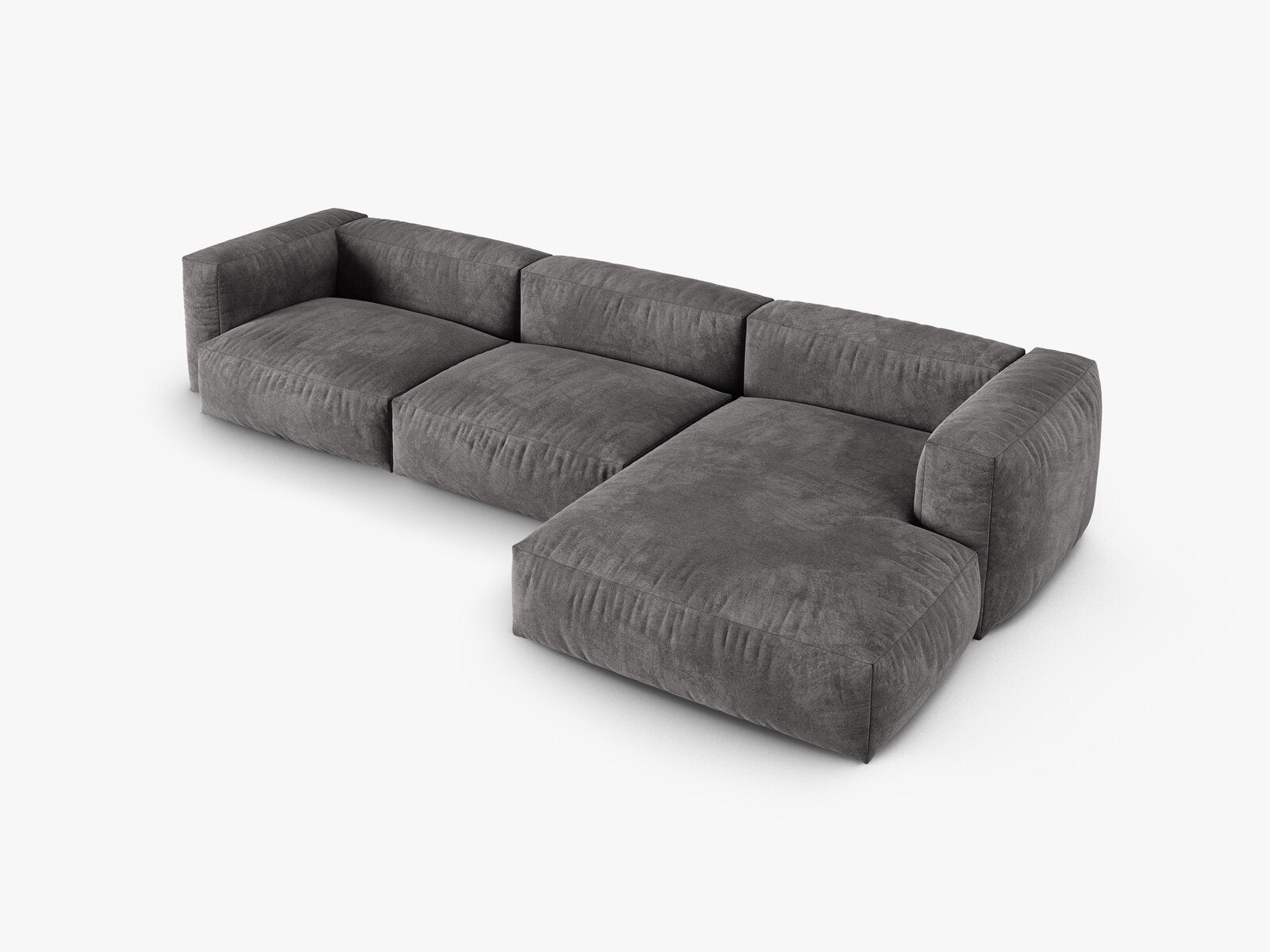 Micadoni Ecksofa Martina 3-Sitzer 90cm Sitztiefe Rechts Samt Vogue Grau