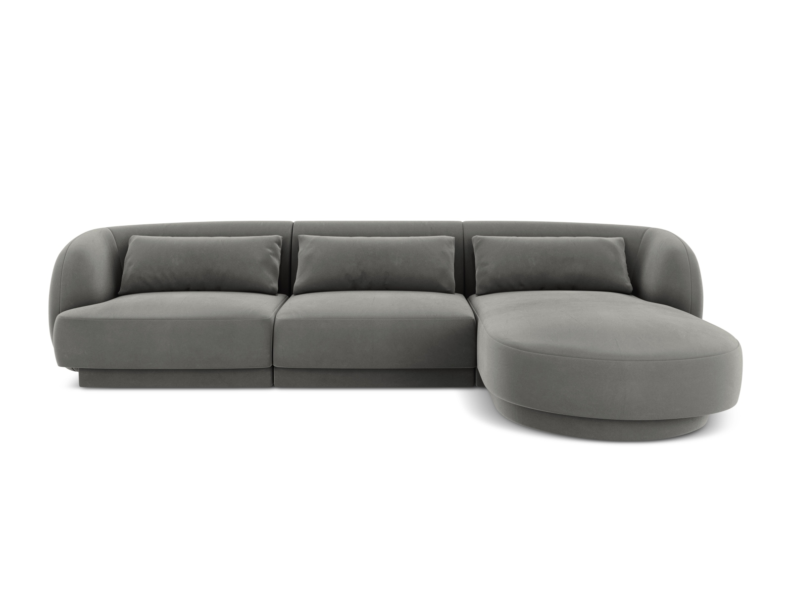 Cosmopolitan Design Ecksofa Tulum 4-Sitzer Samt Bluvel Hellgrau Rechts