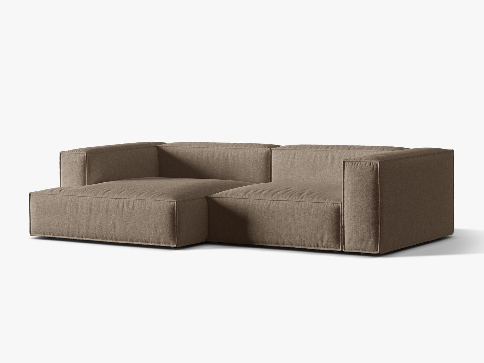 Micadoni Ecksofa Nuria 4-Sitzer Links Strukturierter Stoff Cappuccino