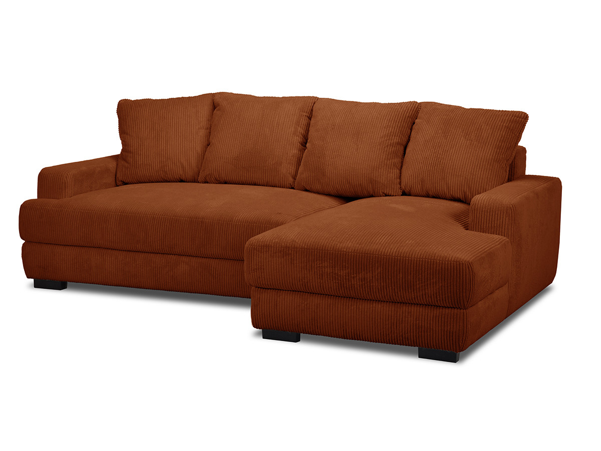 Bobochic Campi Ecksofa mit Schlaffunktion und Bettkasten Cordsamt Orange Ecke rechts