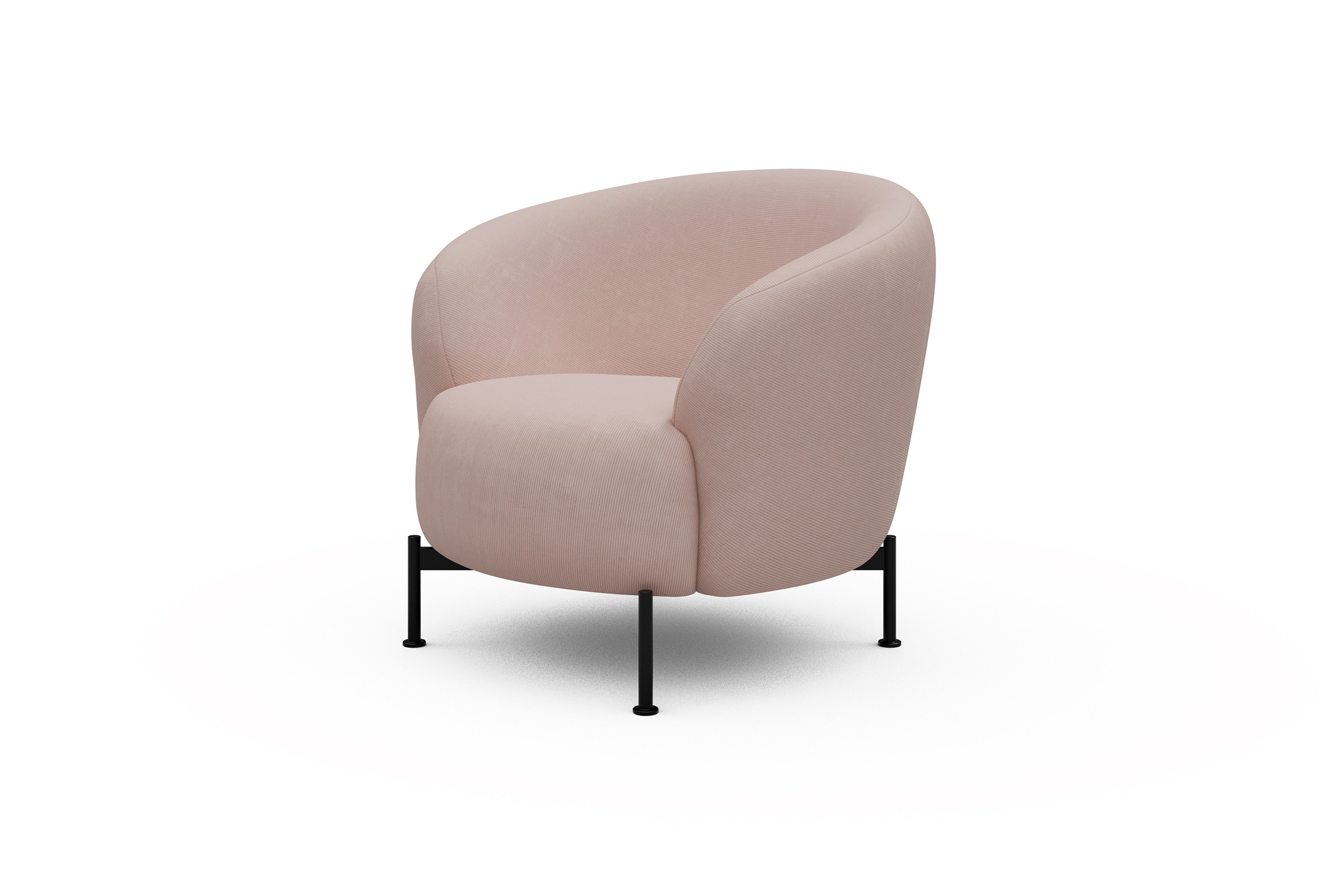 Sessel Ronda X-Metallgestell Schwarz Cordufine-Blush