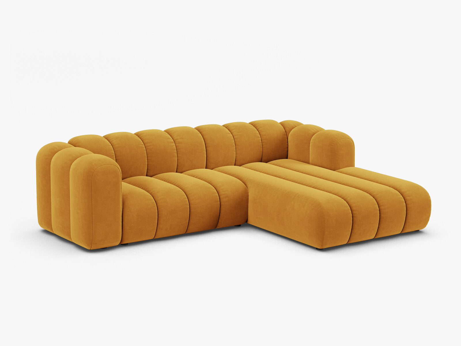 Micadoni Modulares Ecksofa Lupine 4-Sitzer mittelgroß Rechts Samt Venus Gelb