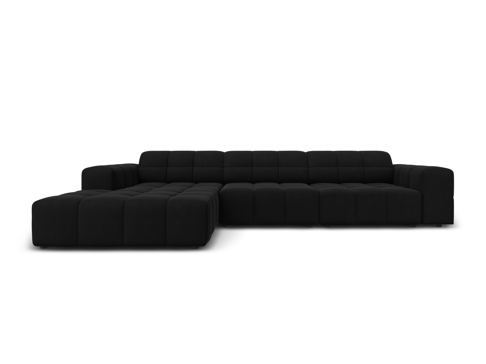 Cosmopolitan Design Ecksofa Chicago 4-Sitzer Samt Bluvel Schwarz Links