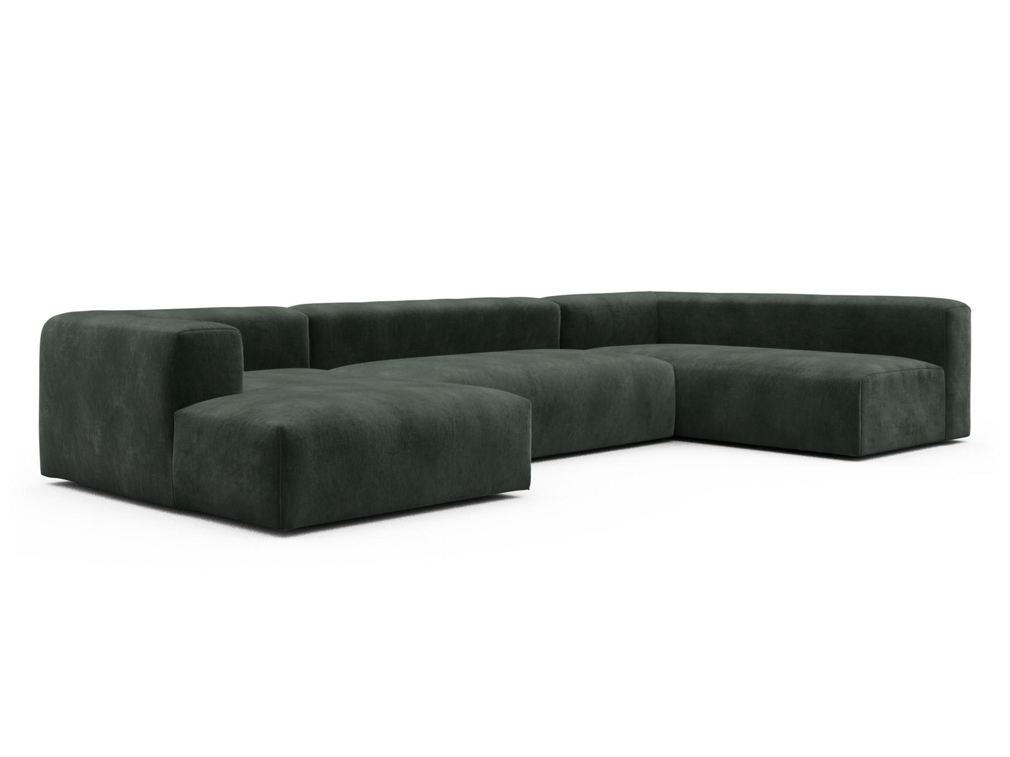 Skandi Home Wohnlandschaft Fred Chaiselongue links mit 2-Sitzer und lange Armlehne rechts Smooth-Laurel-Green moebelfaktor