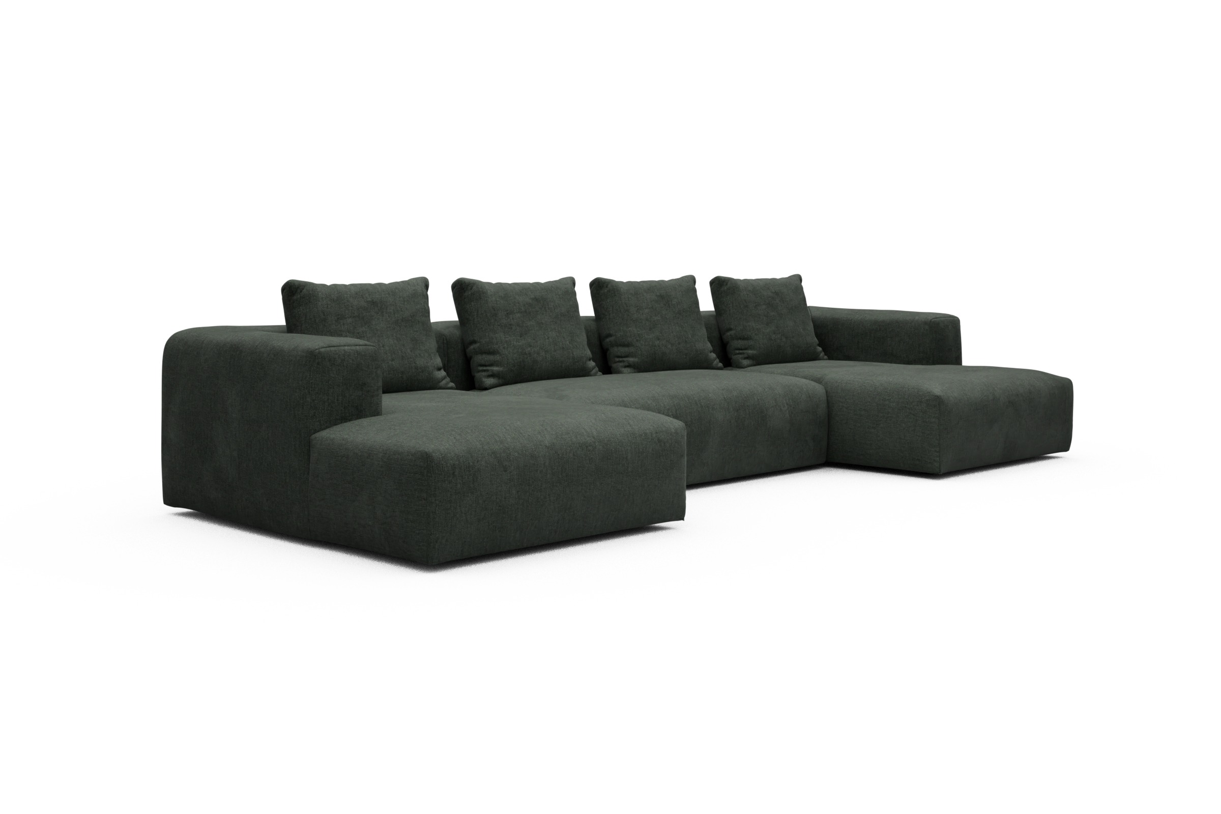 Wohnlandschaft Fred mit 2-Sitzer und Chaiselongue beidseitig Aivi-Pine-Green