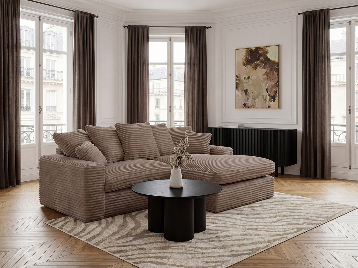 Bobochic Nevada Ecksofa Breitcord weich Taupe