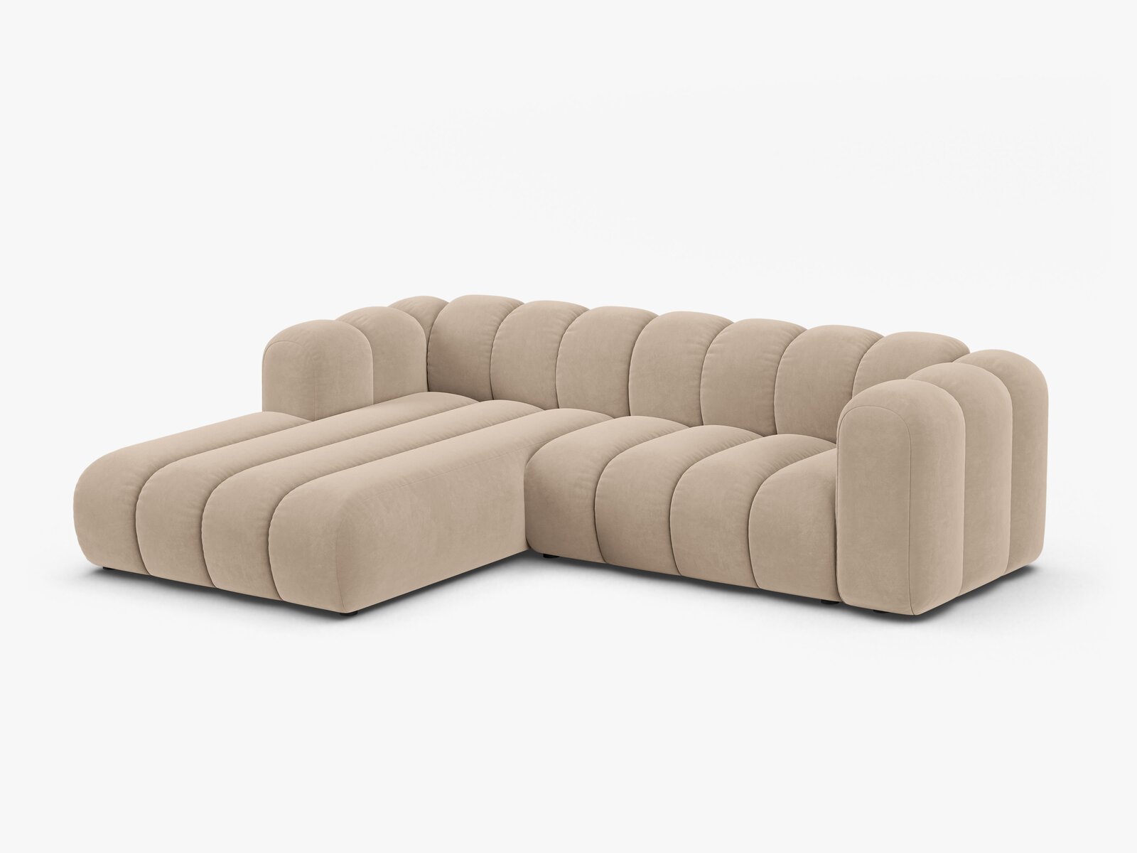Micadoni Modulares Ecksofa Lupine 4-Sitzer mittelgroß Links Samt Venus Beige