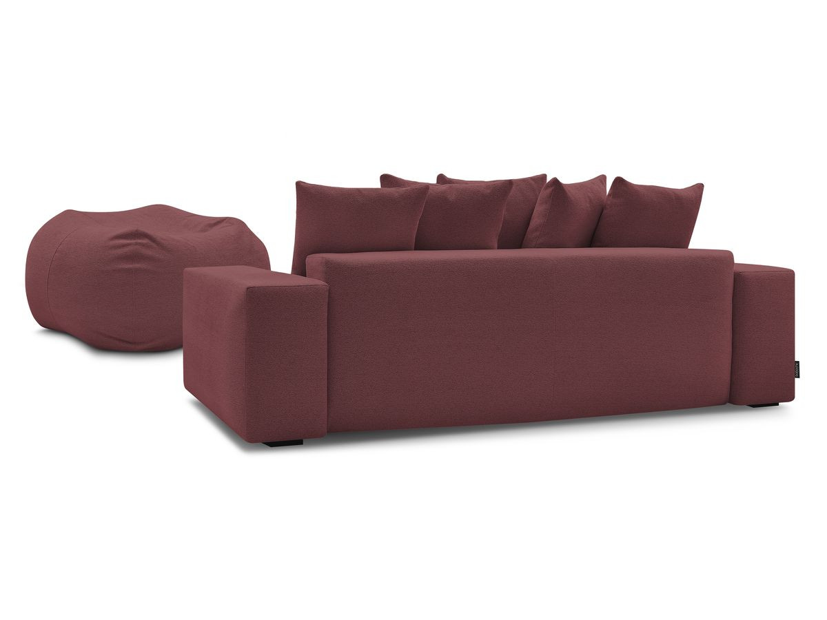 Bobochic Voltaire Schlafsofa 4-Sitzer mit Bettkasten und Pouf Melange-Stoff Rot