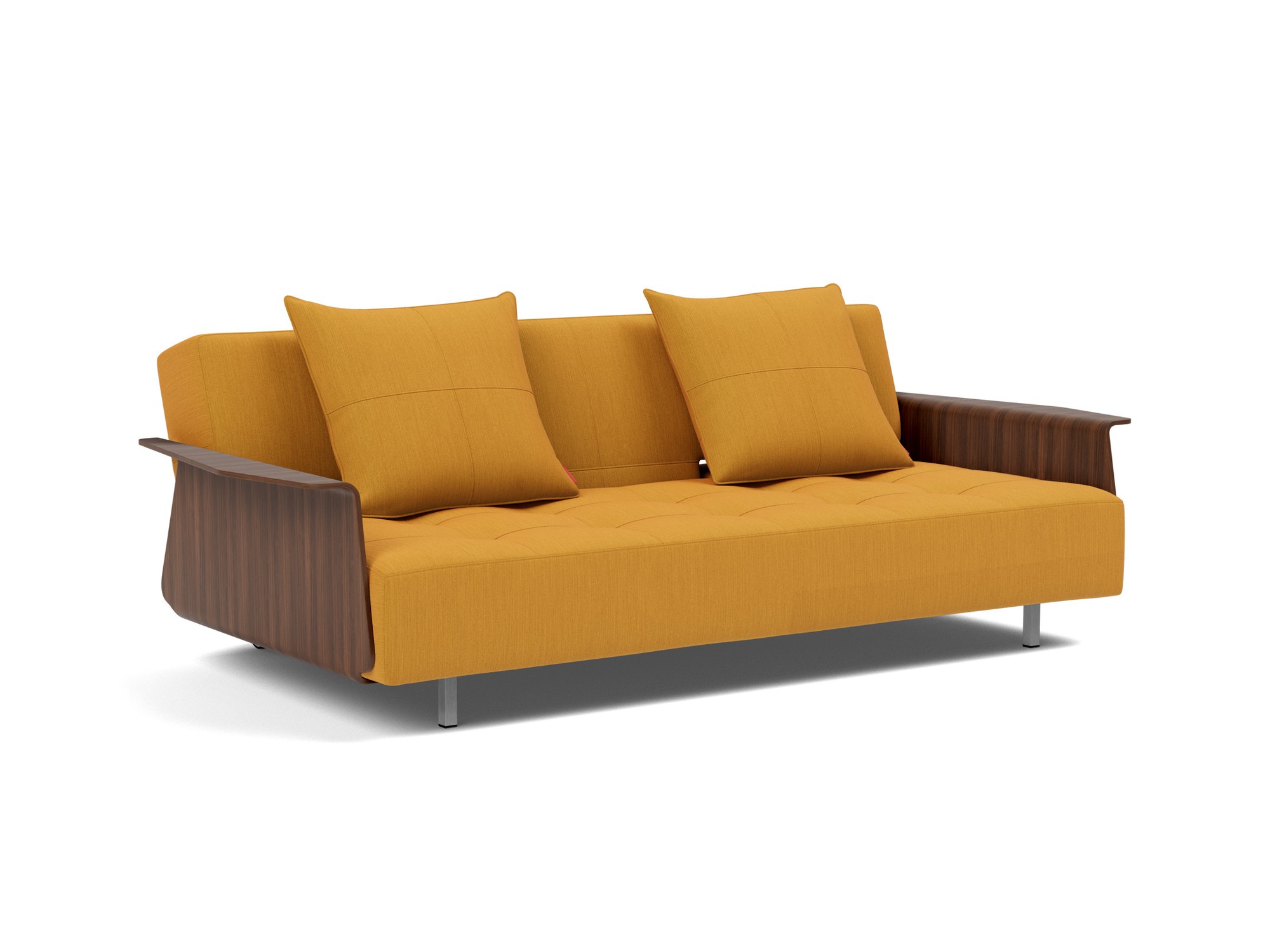 Schlafsofa Long Horn D.E.L. mit Armlehnen Flachgewebe Elegance 507-Burned-Curry