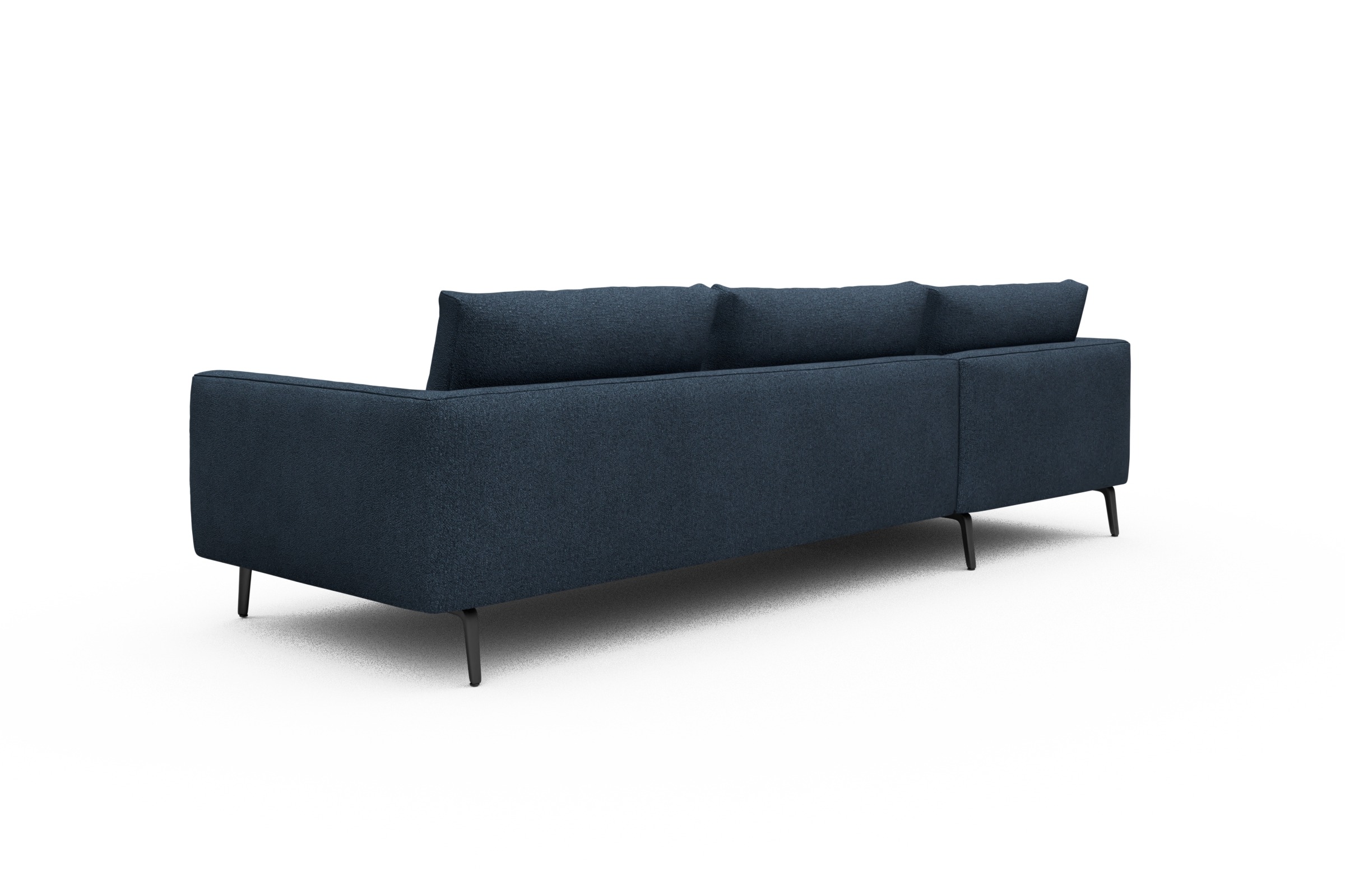 Ecksofa Karl Chaiselongue links mit 2,5-Sitzer Boucle-Blue