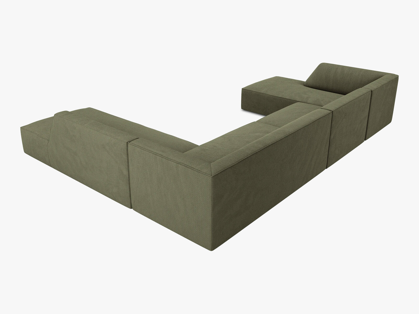 Micadoni Panorama-Ecksofa Ruby 7-Sitzer Rechts Kord Scala Grün