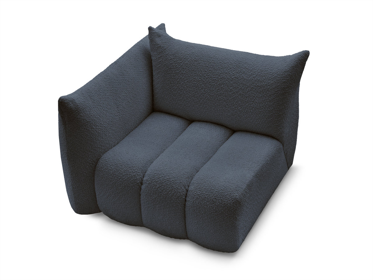 Bobochic Azra Sofamodul 1-Sitzer 117 × 112 cm Bouclé-Stoff Dunkelblau Ecke links