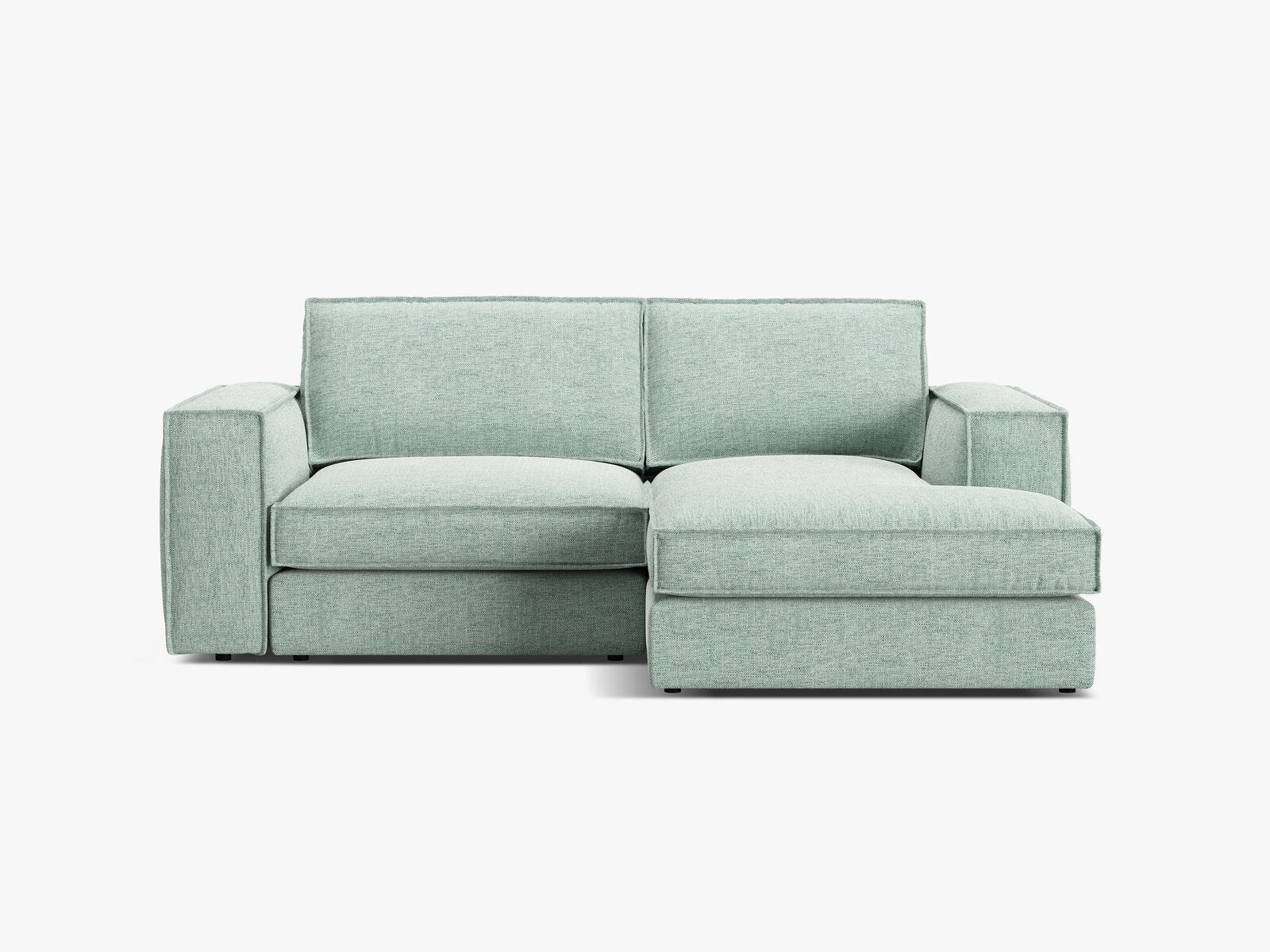 Micadoni modulares Ecksofa Pola 2-Sitzer kleine Version Rechts Strukturierter Stoff Babel Minze