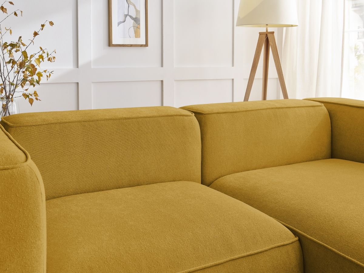 Bobochic Zephyr Ecksofa 260 × 165 cm Strukturstoff Gelb Ecke rechts