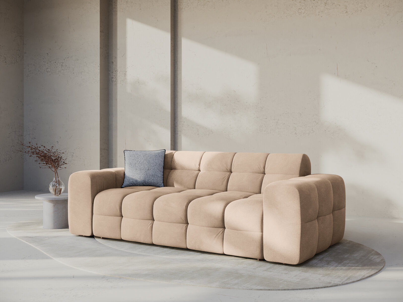 Micadoni Sofa Kendal 3-Sitzer Samt Mandel Beige