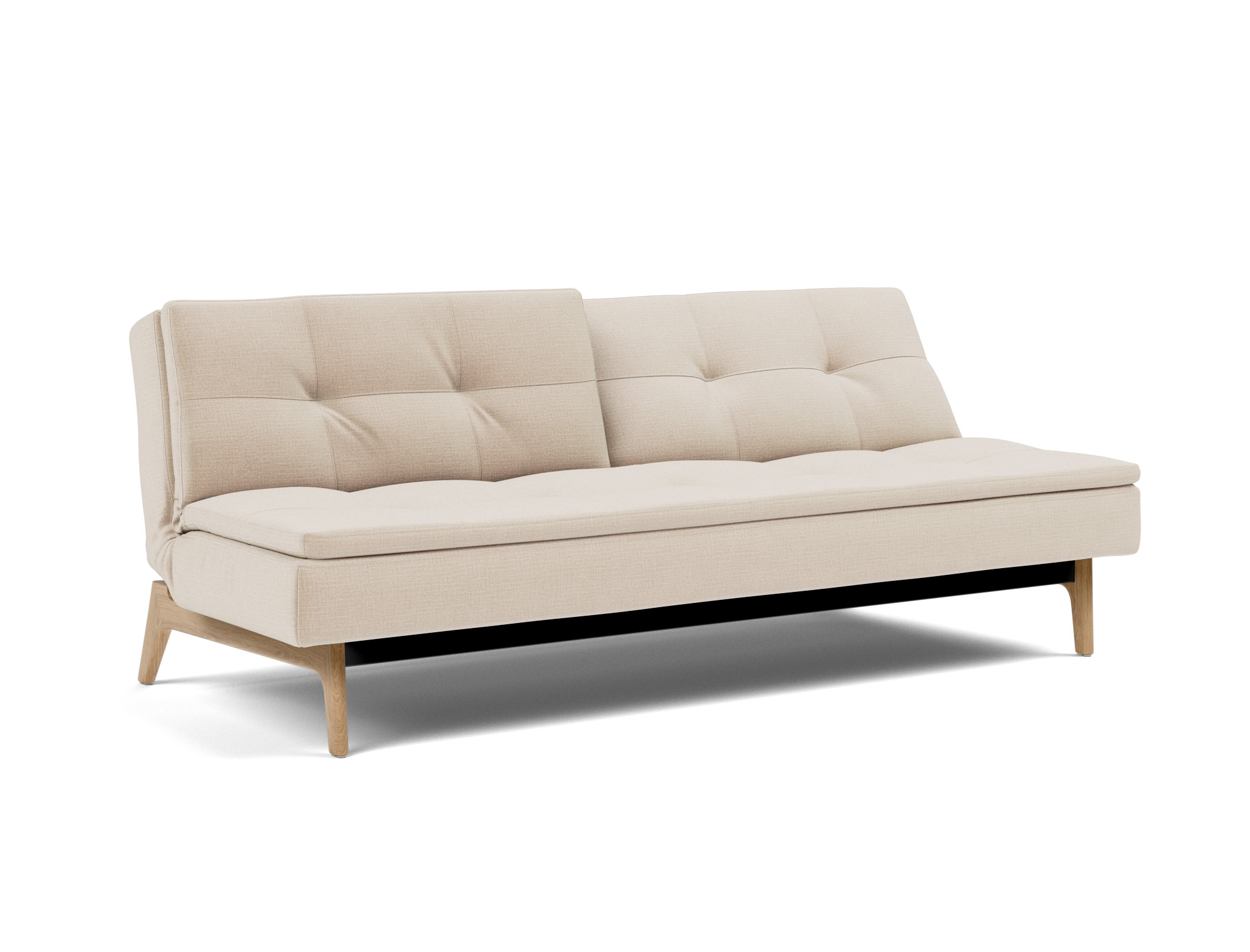 Schlafsofa Dublexo Chenille Esina 410-Almond-Beige Beine Eiche