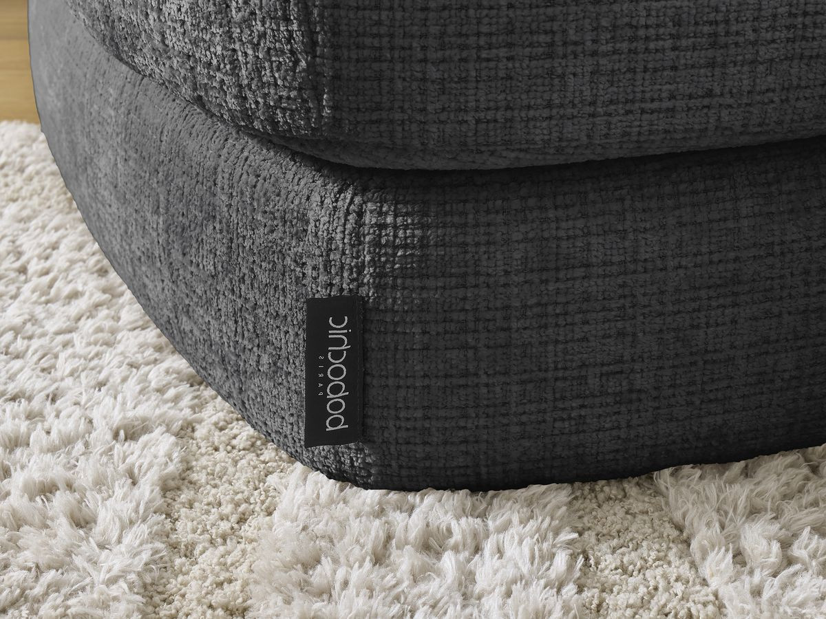 Bobochic Leonore Ecksofa mit Pouf Strukturstoff Schwarz Ecke links
