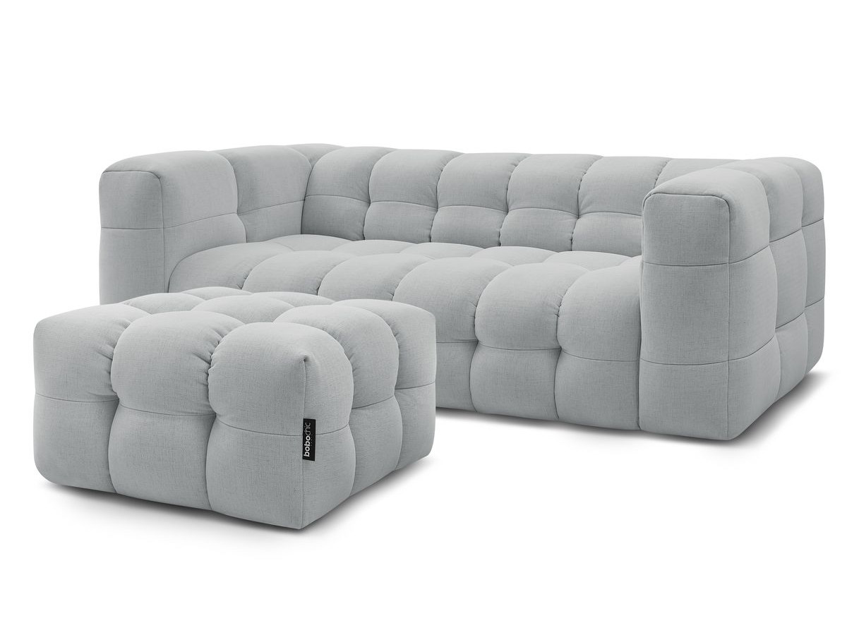 Bobochic Cloud Schlafsofa 3-Sitzer mit Pouf Stoff Hellgrau
