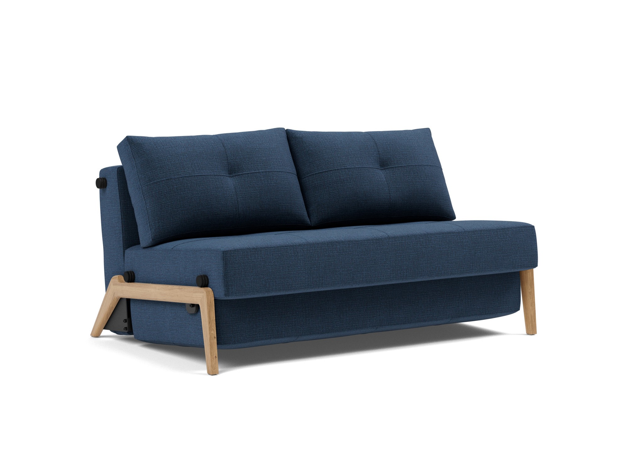 Schlafsofa Cubed 140 Chenille Esina 414-Indigo-Blue Beine Eiche