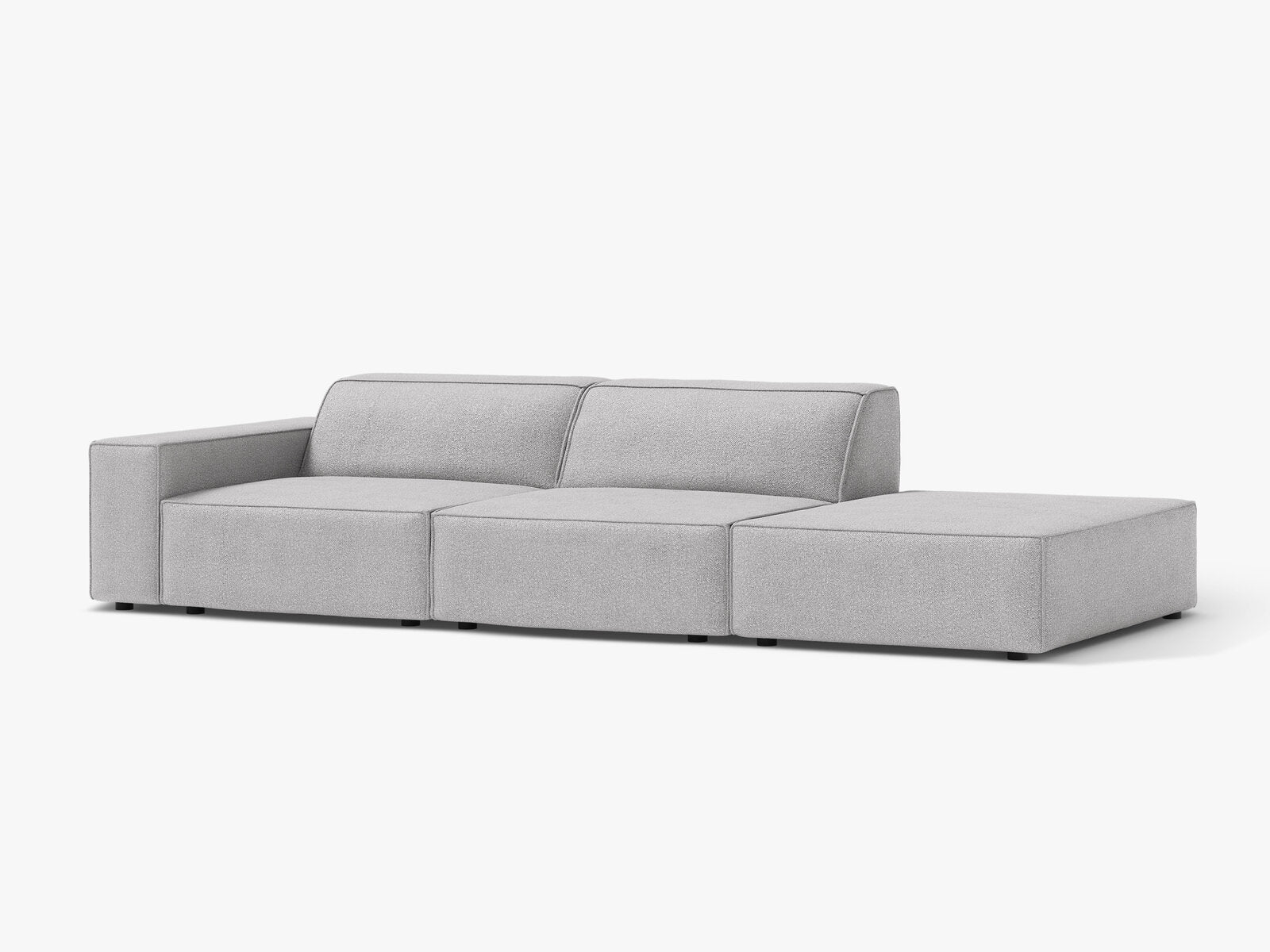 Micadoni Sofa Jodie 3-Sitzer Rechts Boucle Baloo Hellgrau