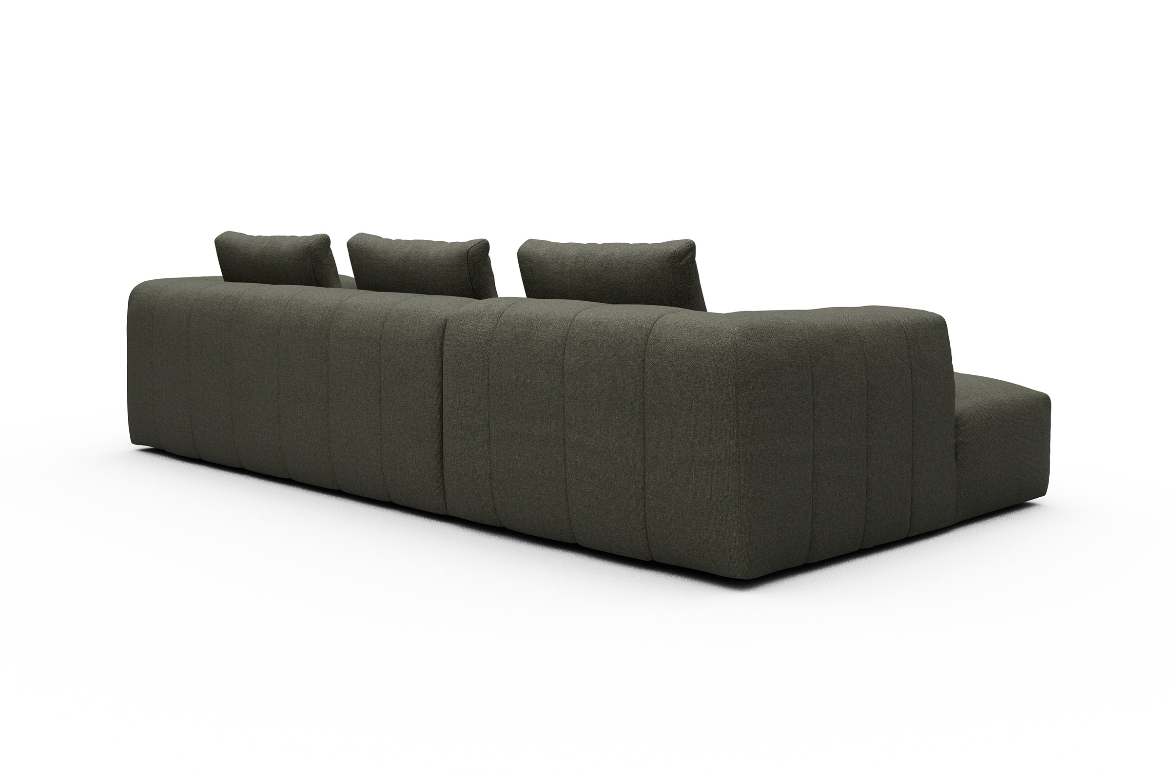 Ecksofa Hugo 2,5-Sitzer Armlehne rechts mit Chaiselongue Sama-Winter-Moss