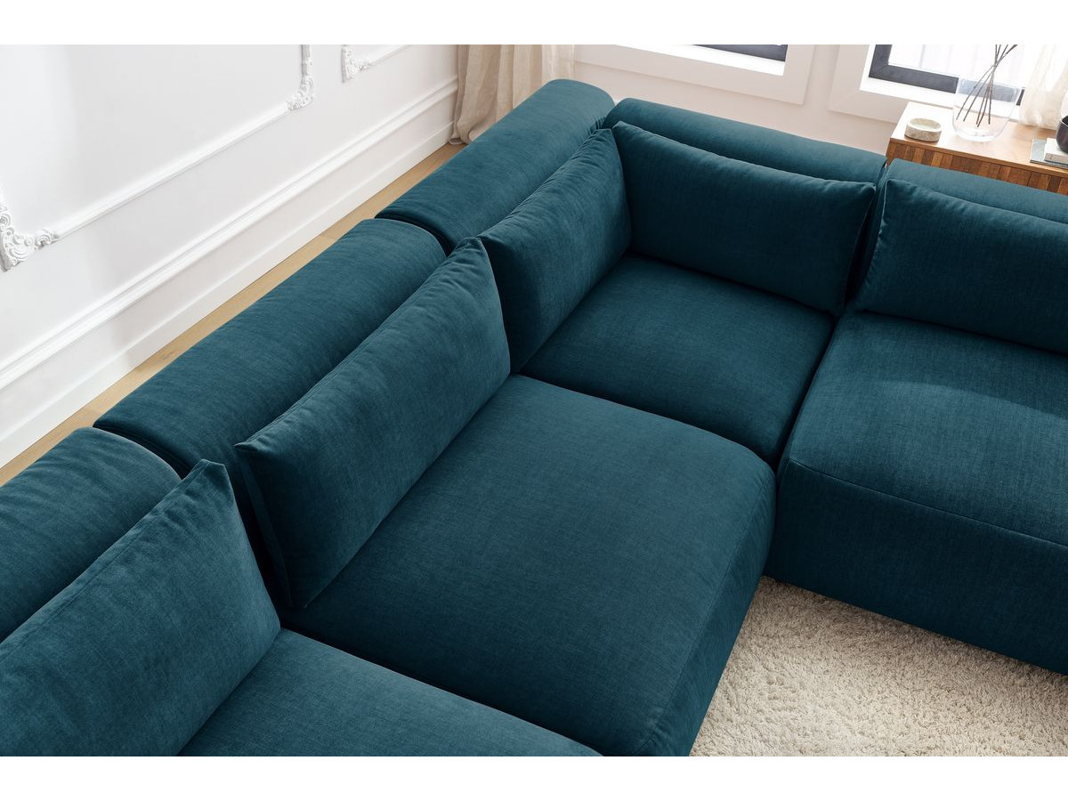 Bobochic Jeanne Ecksofa 299 × 299 cm Samt Dunkelblau
