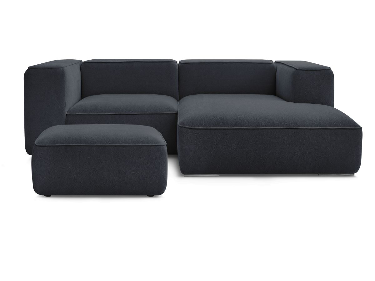 Bobochic Zephyr Ecksofa mit Pouf 260 × 165 cm Strukturstoff Dunkelblau Ecke rechts