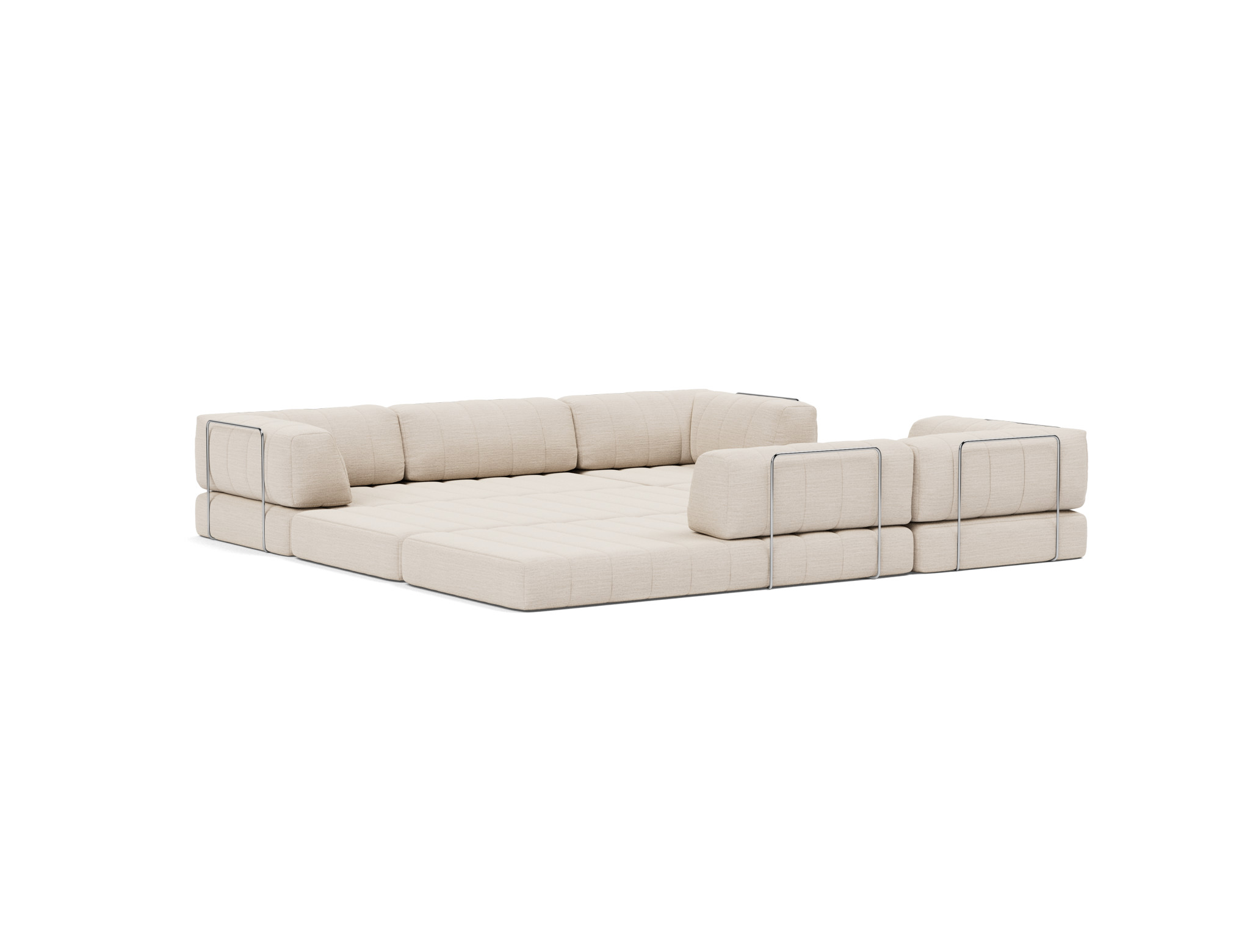 Eck-Schlafsofa CozyPad mit Armlehnen Webstoff Blida 612-Sand-Grey